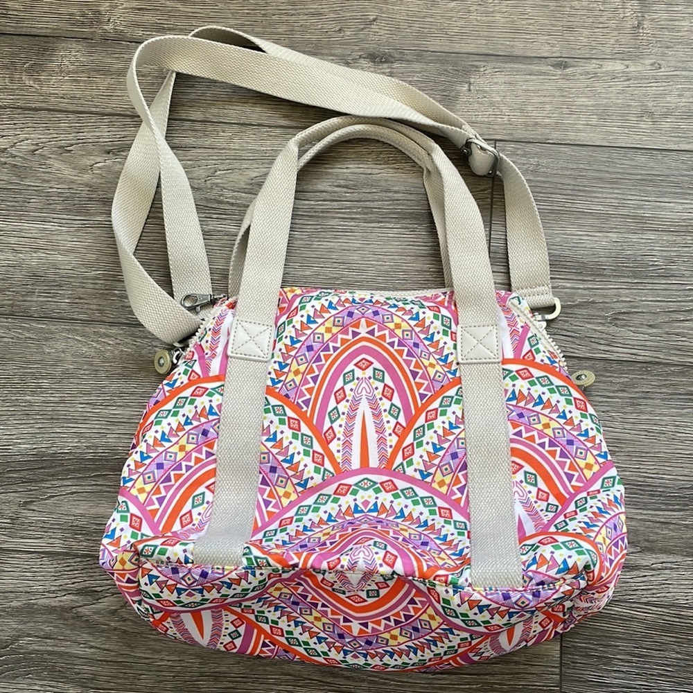 Kipling | Jumping for Joy Art U Expandable Shoulder Travel Bag White Pink - Picture 6 of 11